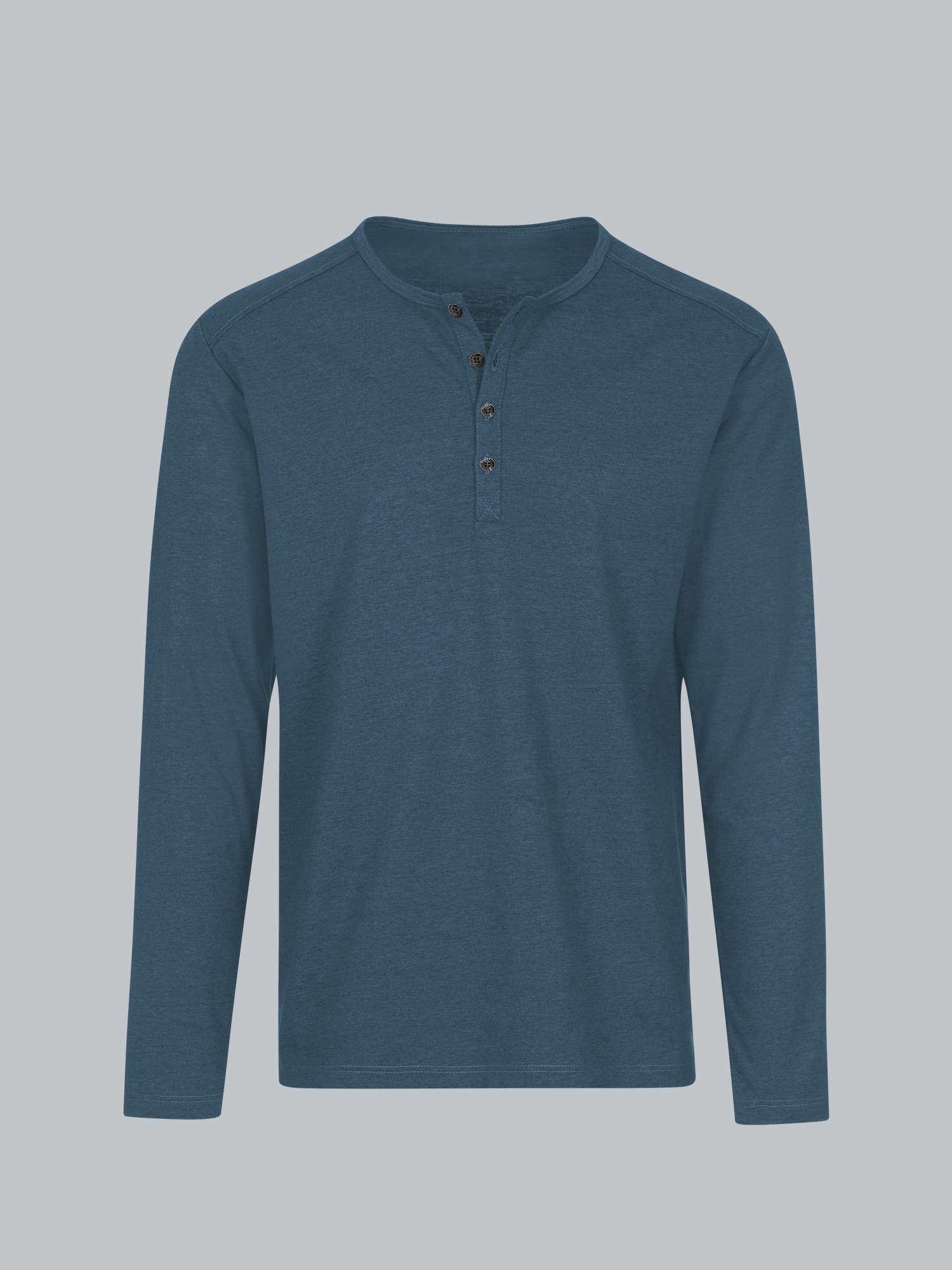 Langarmshirt mit Knopfleiste Jeans-melange
