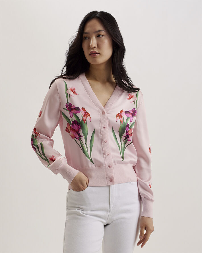 Ted Baker MERALLL Woven Front Printed Cardiga Lt-pink