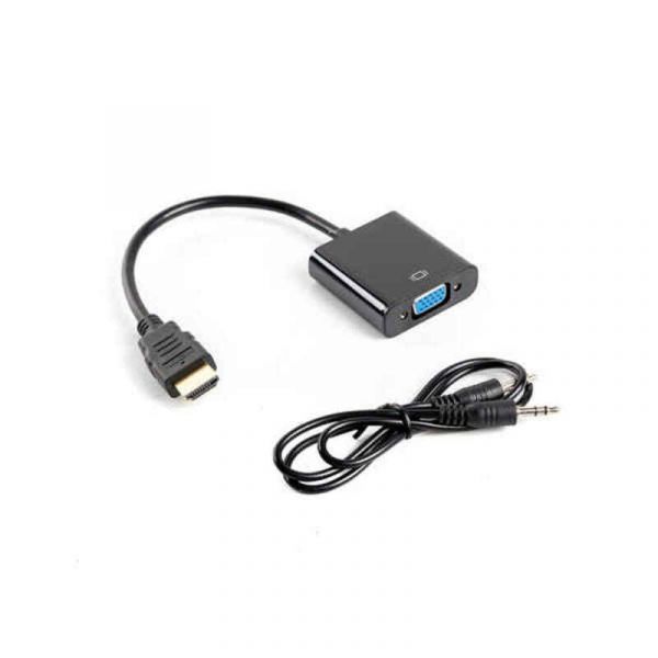 Adaptador Lanberg Hdmi M para Vga   Jack 3.5 mm C/áudio Preto