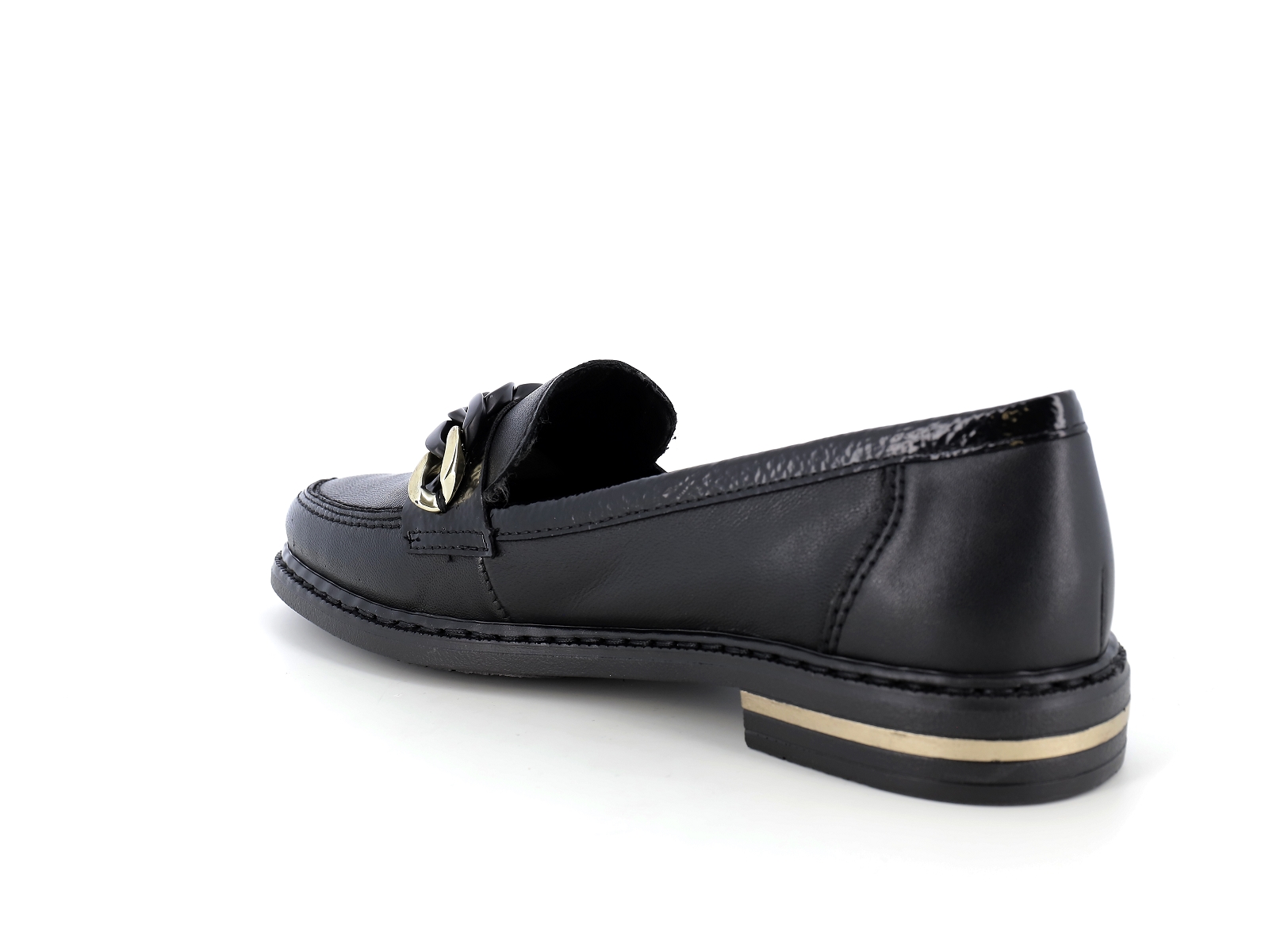 Rieker-50664 Cuir Noir Or
