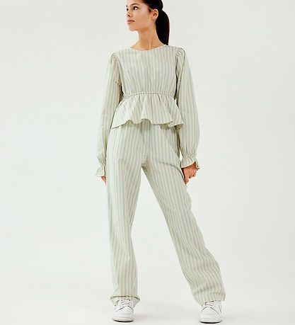 LMTD Bukser - NlfTipsy - Turtledove/Cr?me De Menthe Stripes