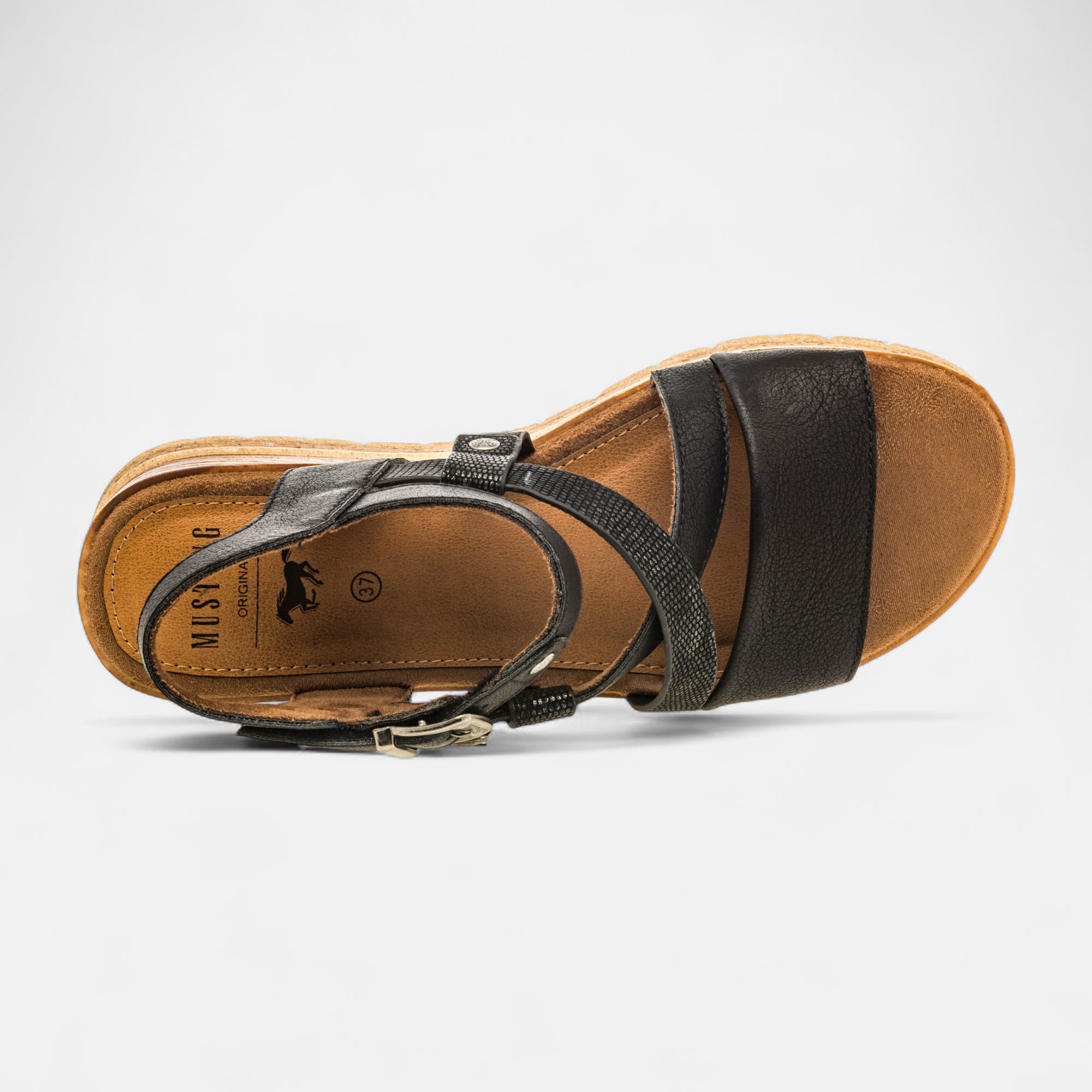 Nu-pieds à talon compensé Femme noir