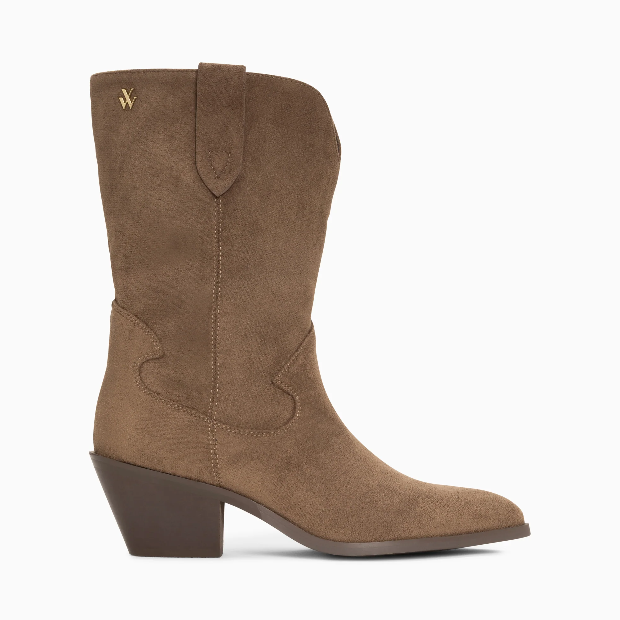 Bottines-Bottines santiags Beverly taupe mi-mollet