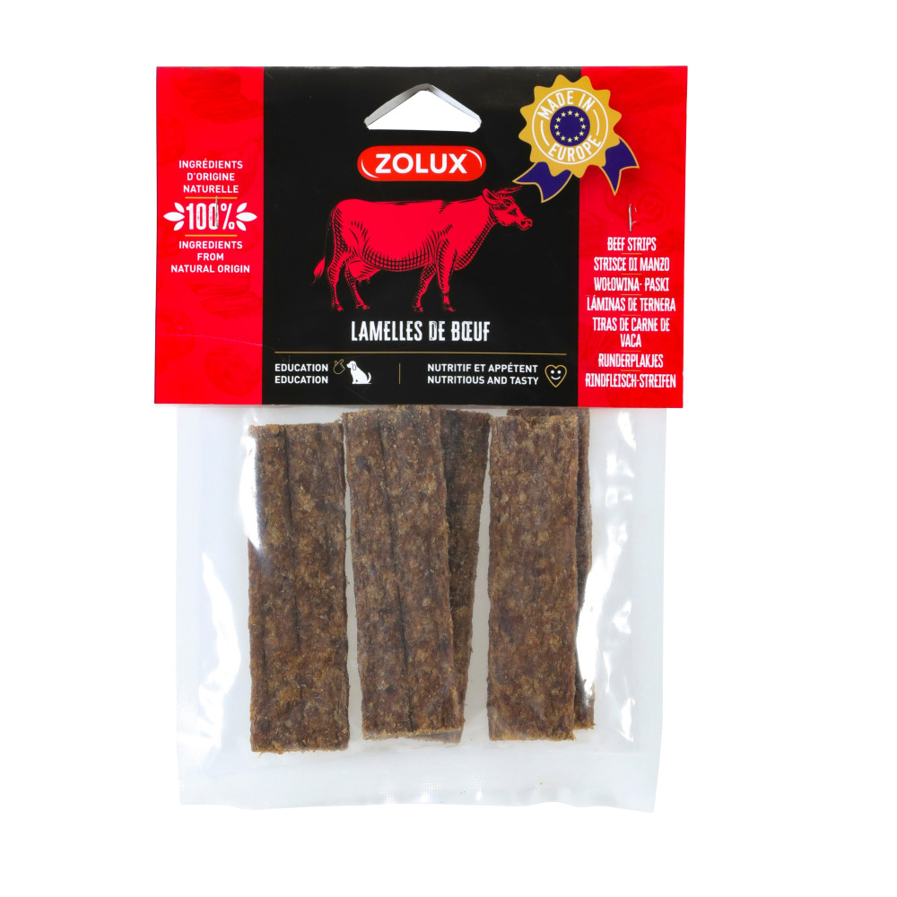 Friandises 4 lamelles de bœuf 100 g pour chien