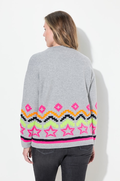Jacquard Pullover, Turtleneck, Langarm