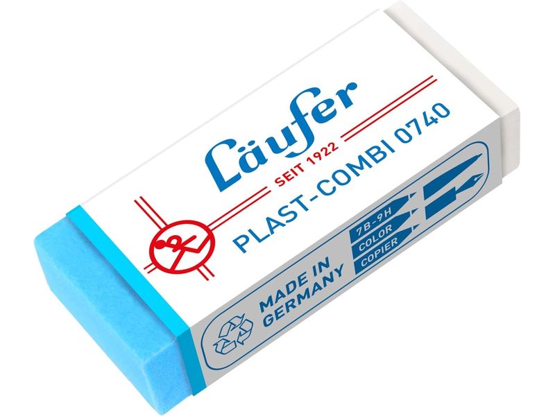 Läufer Radiergummi PLAST COMBI 0740 Blau/Weiss Radierer 0740