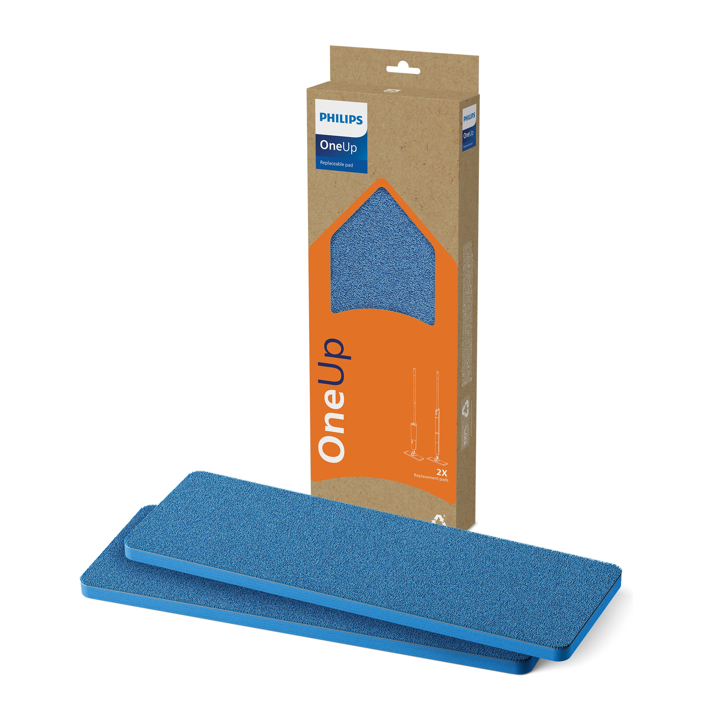 Philips Mikrofaserpad »OneUp Ersatzpad XV1882/20« (Mikrofaser 12 cmx35 cm 2 Stk. tlg. für empfindliche und nicht saugfähige Hartböden (Holzböden) geeignet