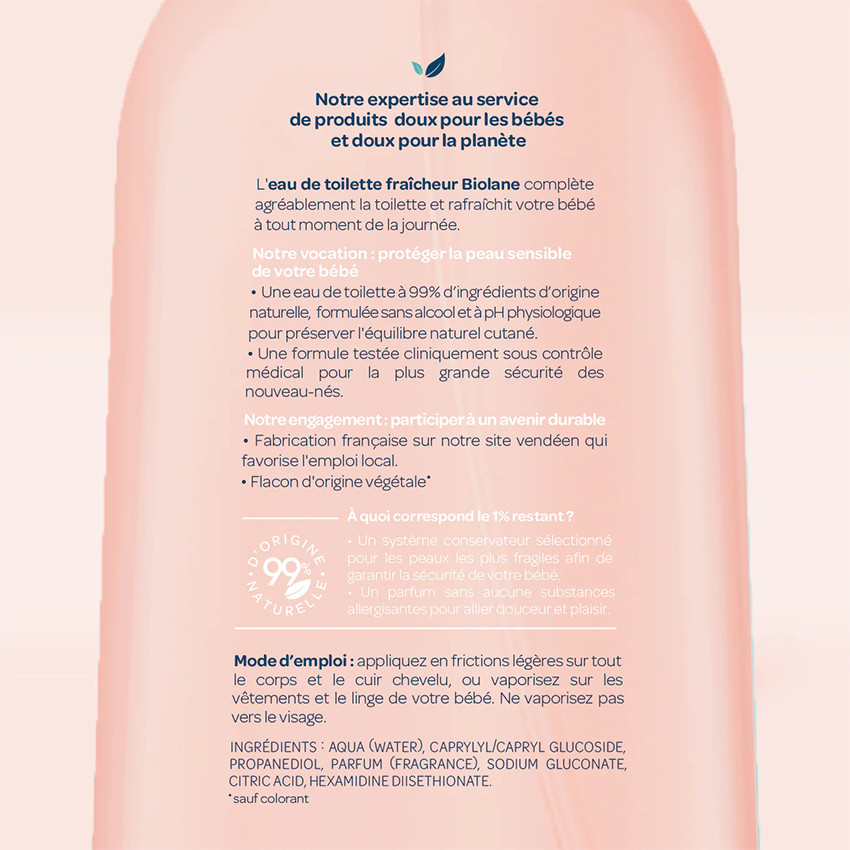 Eau de toilette fraîcheur 200 ml