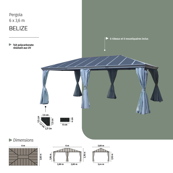 Pergola autoportante BELIZE Graphite