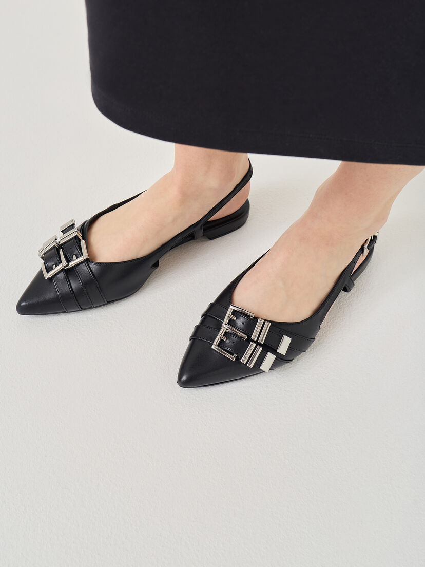 Leren Slingpumps - zwart