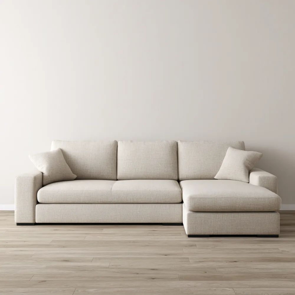 Ecksofa Stoff 300x95x100 cm – Beige – Modernes Design