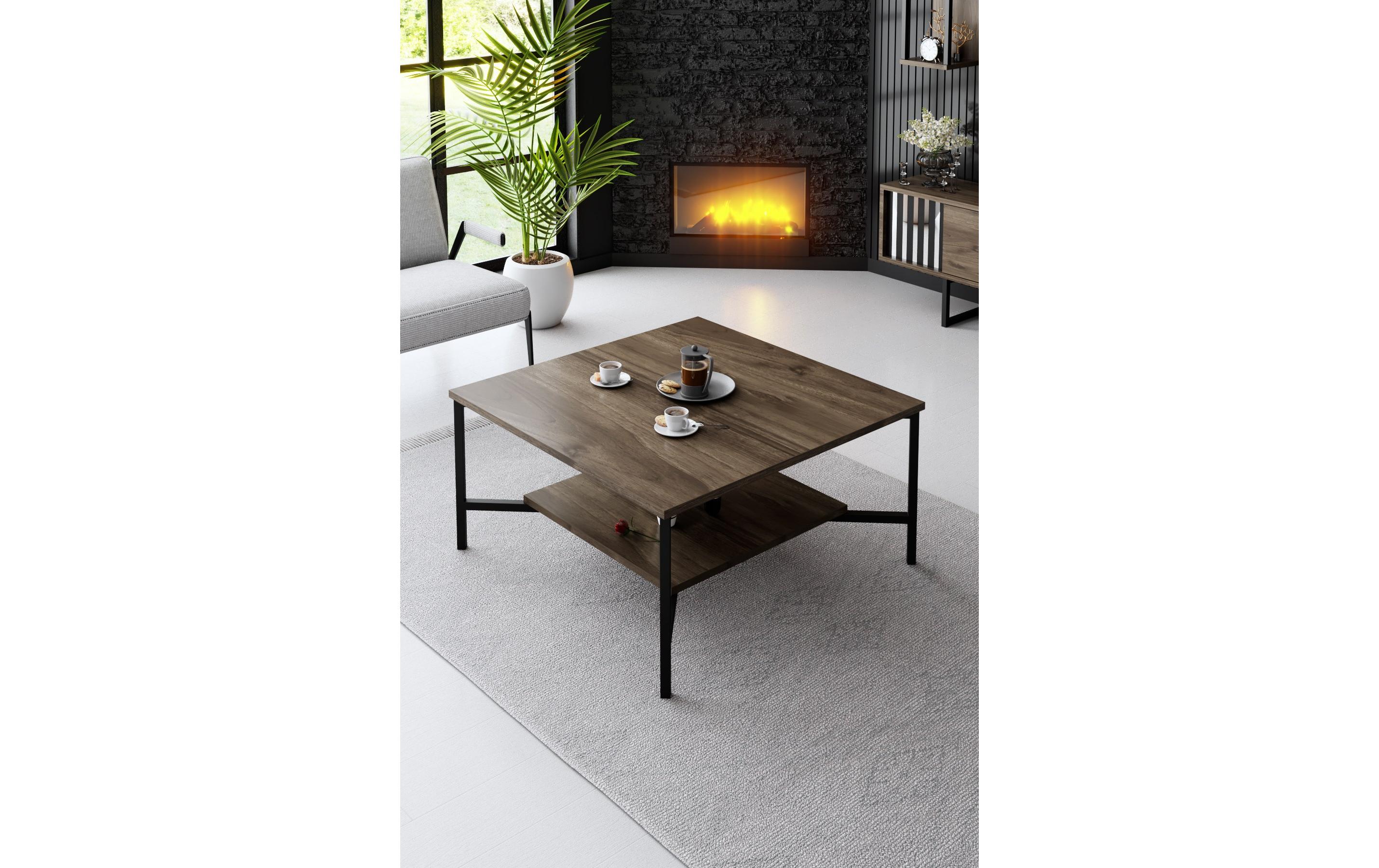 Couchtisch Black Line 80 x 80 x 40 cm, Braun<br>Beistelltisch