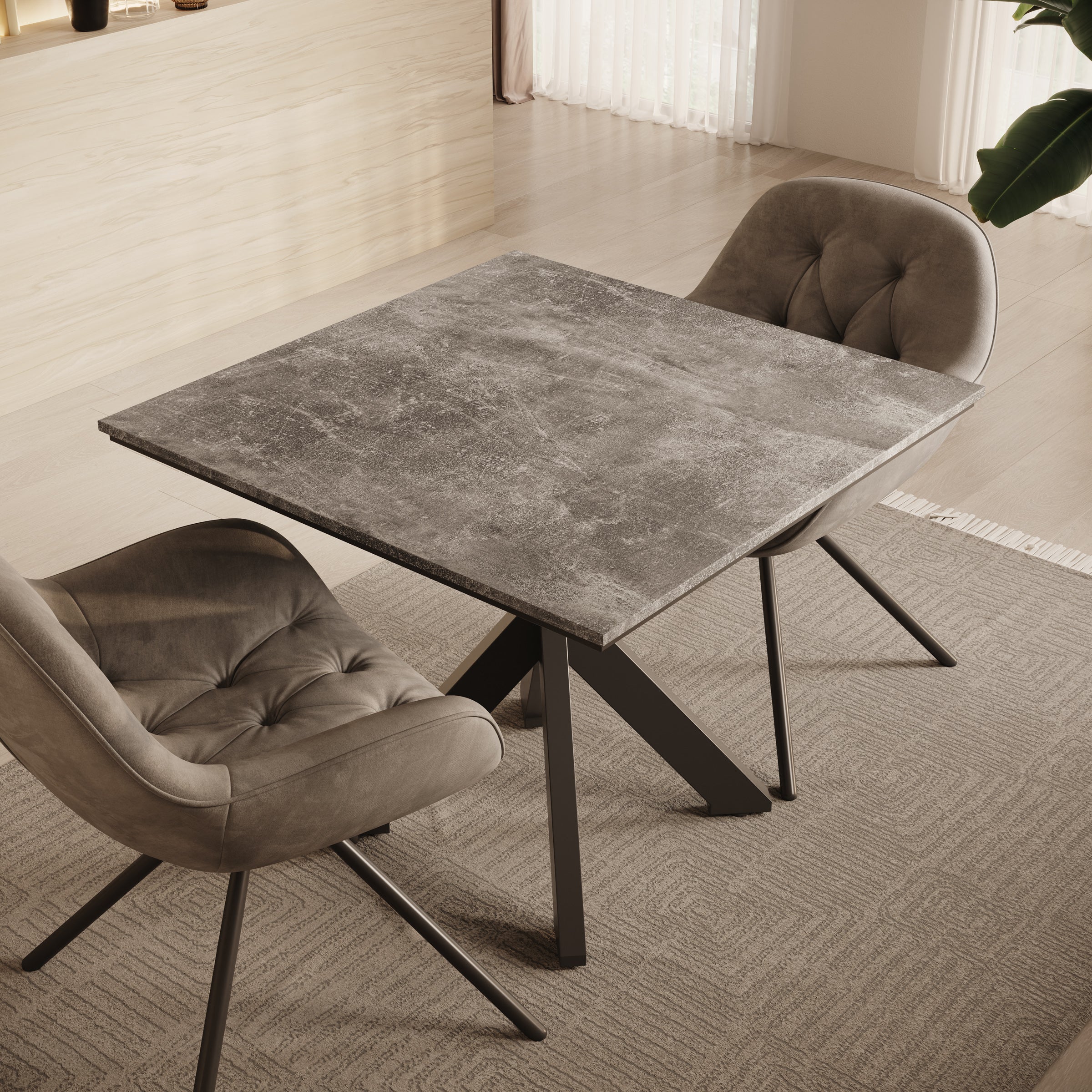 Pacey - Eetkamertafel - Betonlook - 90x90x74 cm