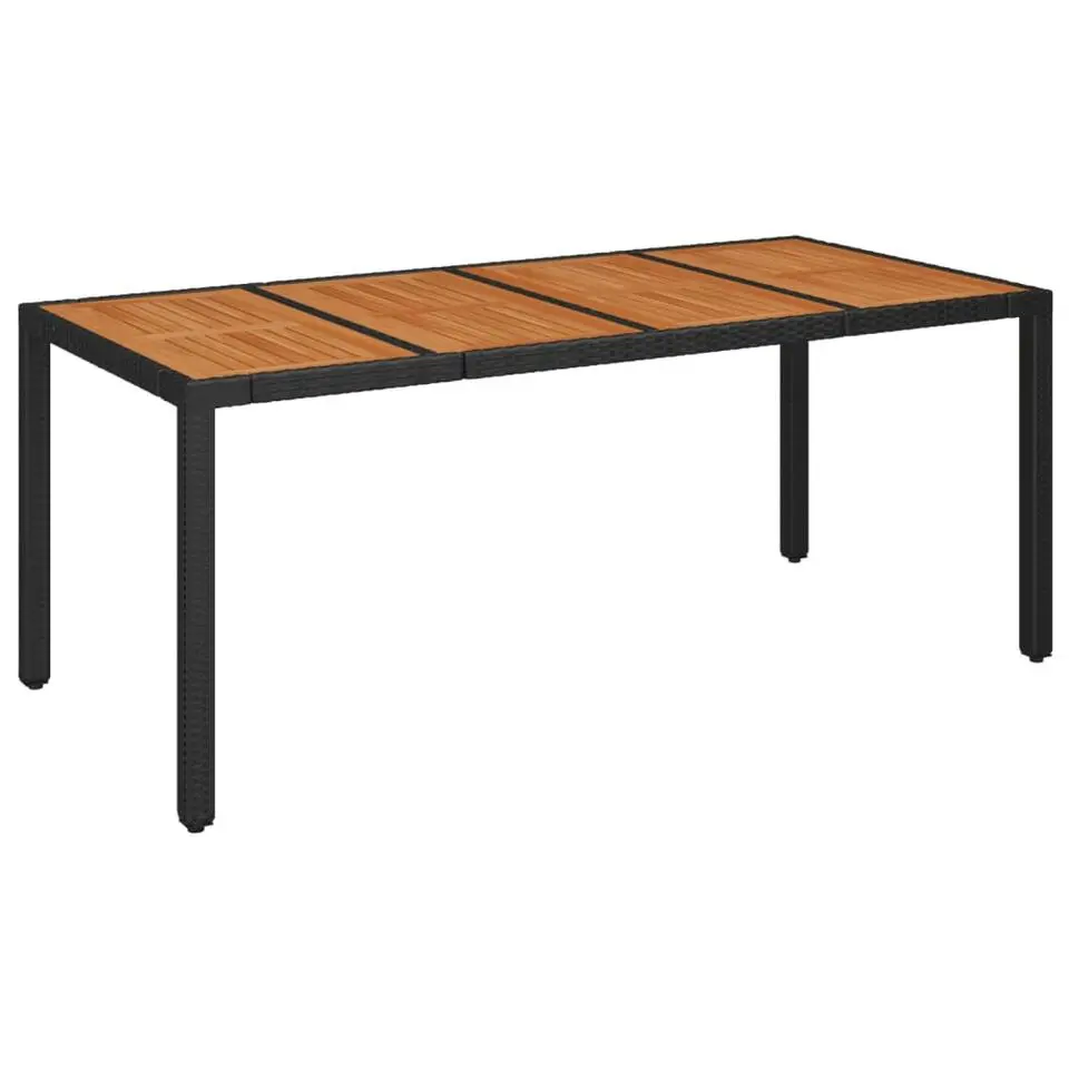 vidaXL - Tuinset - Zwart - Poly rattan - 190 cm - 7 stuks - Met kussens