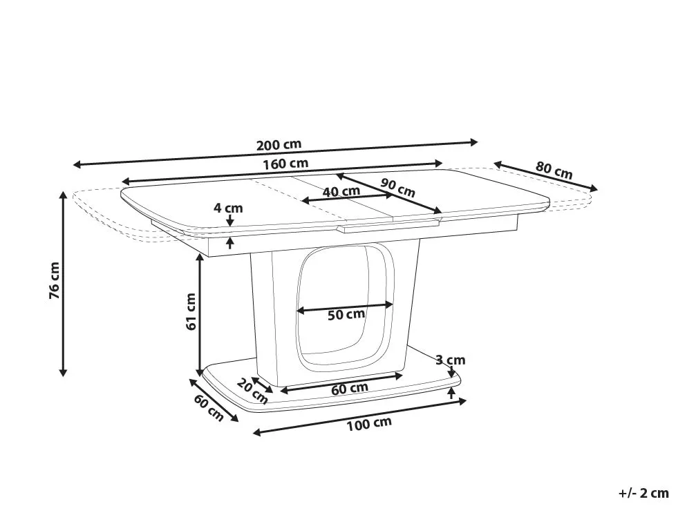 Eettafel uitschuifbaar BERRIGAN Lichtbeige 90 cm 160/200 cm