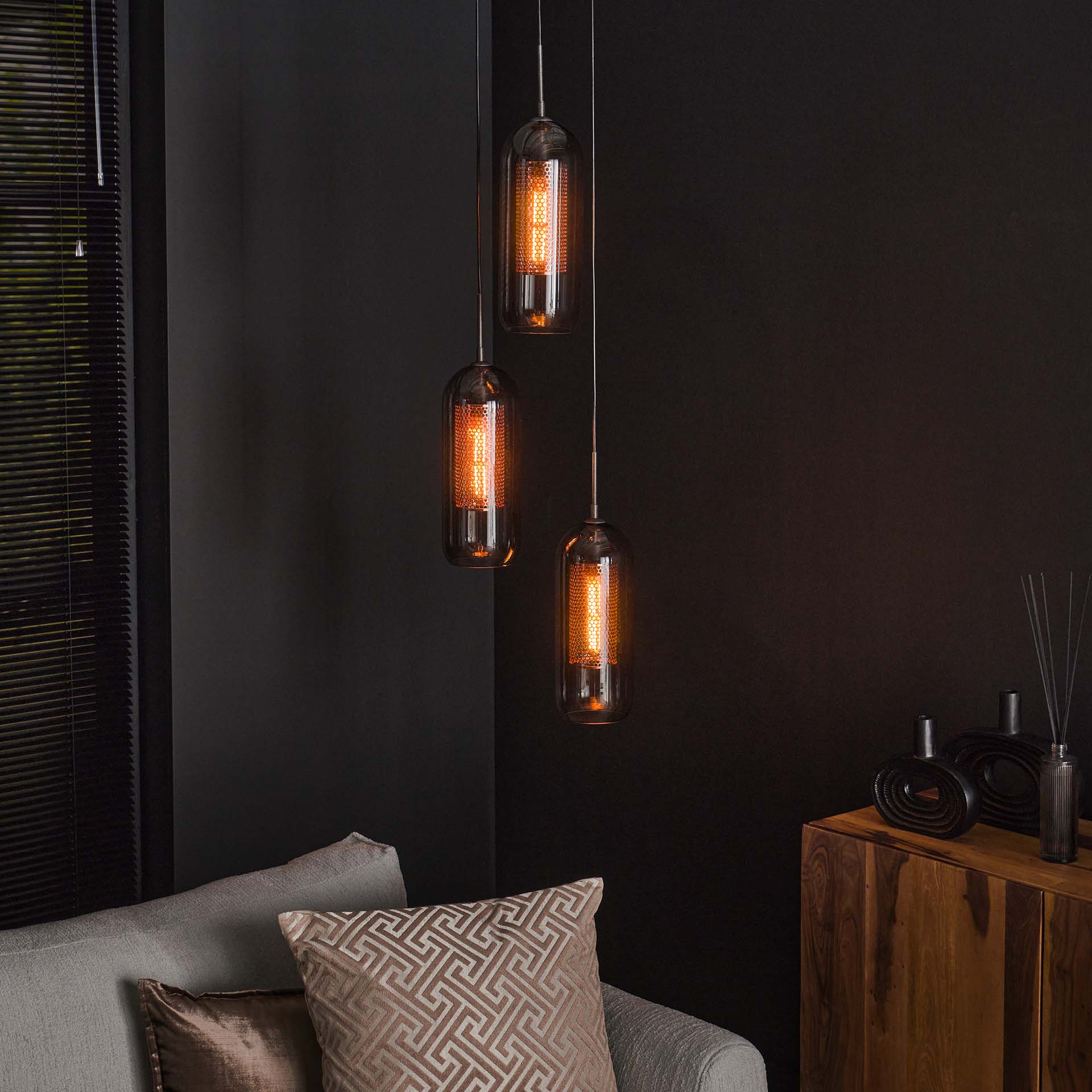 by fonQ  Dolf Hanglamp 3-lichts - Gerookt Glas