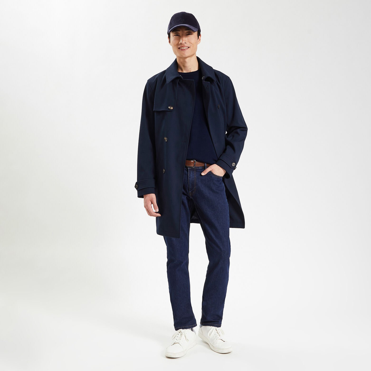 Trench ceinturé Bleu foncé