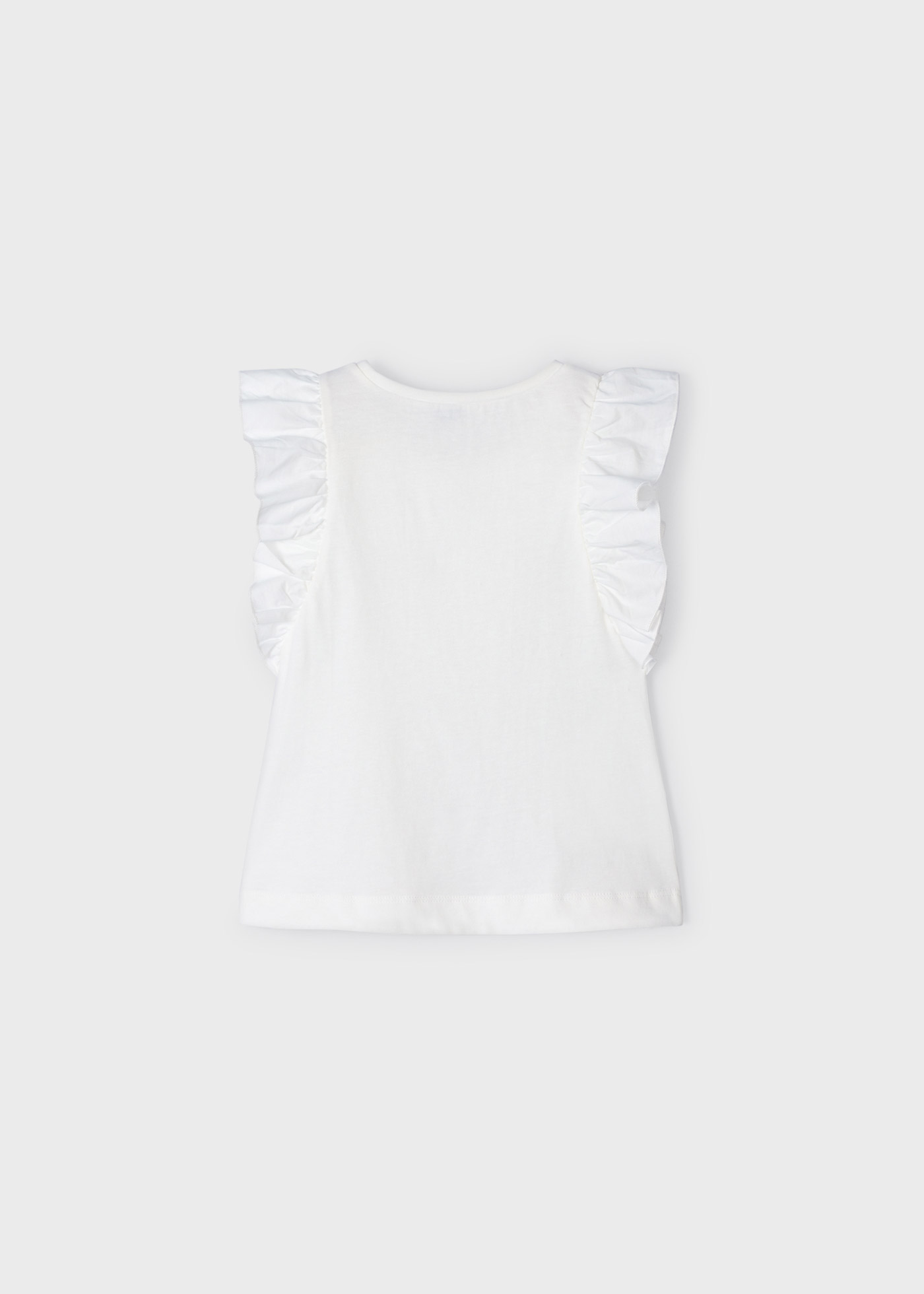 Camiseta infantil feminina de algodão sustentável com babados
