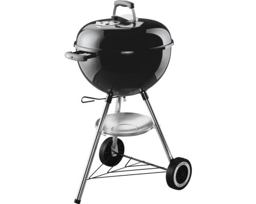 Weber Classic Kettle houtskoolbarbecue, Ø 47 cm, zwarte geëmailleerde kuip en deksel, inclusief aluminium ventilator, all-weather wielen, twee houtskoolhouders, dekselthermometer, bodemrooster, dekselgreep met hittebeveiliging, asvanger.