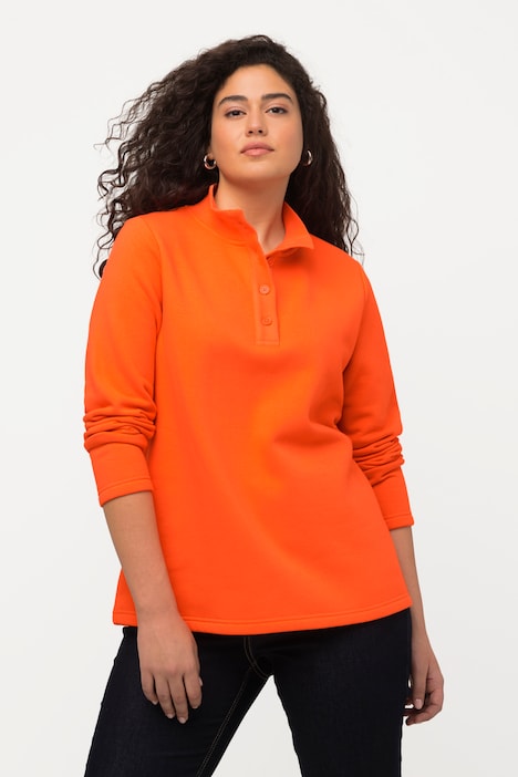 Sweatshirt, Strick-Stehkragen, Knöpfe, Langarm