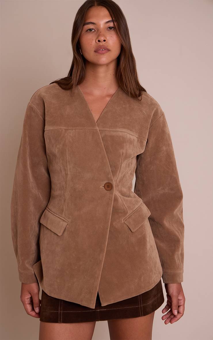 Sable Blazer Asymétrique En Synthétique