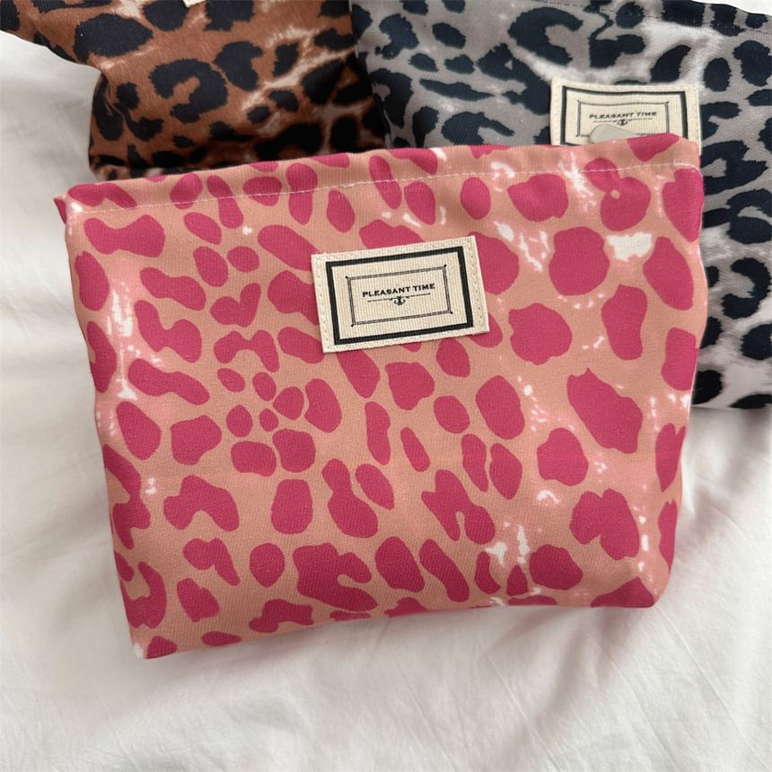Bitabis - Letterapplicatie Luipaardprint Make-uptas / Etui