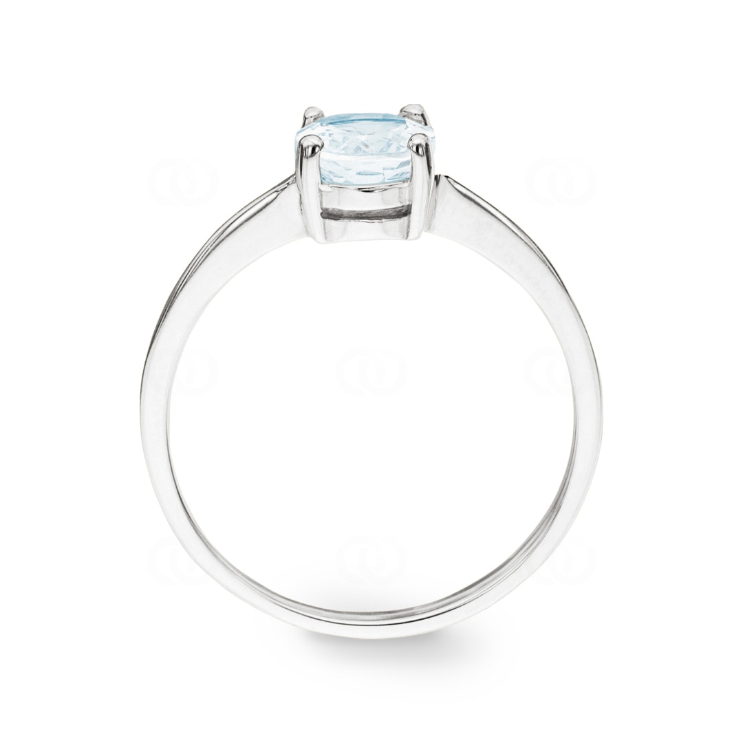 Damenring 750/18 K Weissgold mit Aquamarin oval
