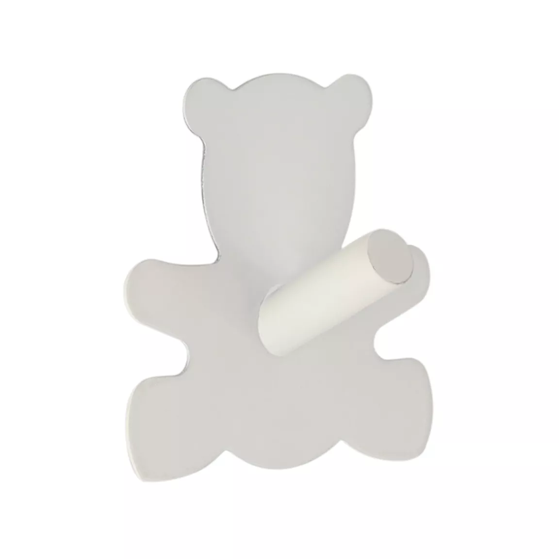 Crochet adhésif 3M acier inoxydable (H15 cm) Ourson Blanc