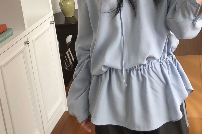 Alfie - Blouse met lange mouwen en off-shoulder tailleband en trekkoord