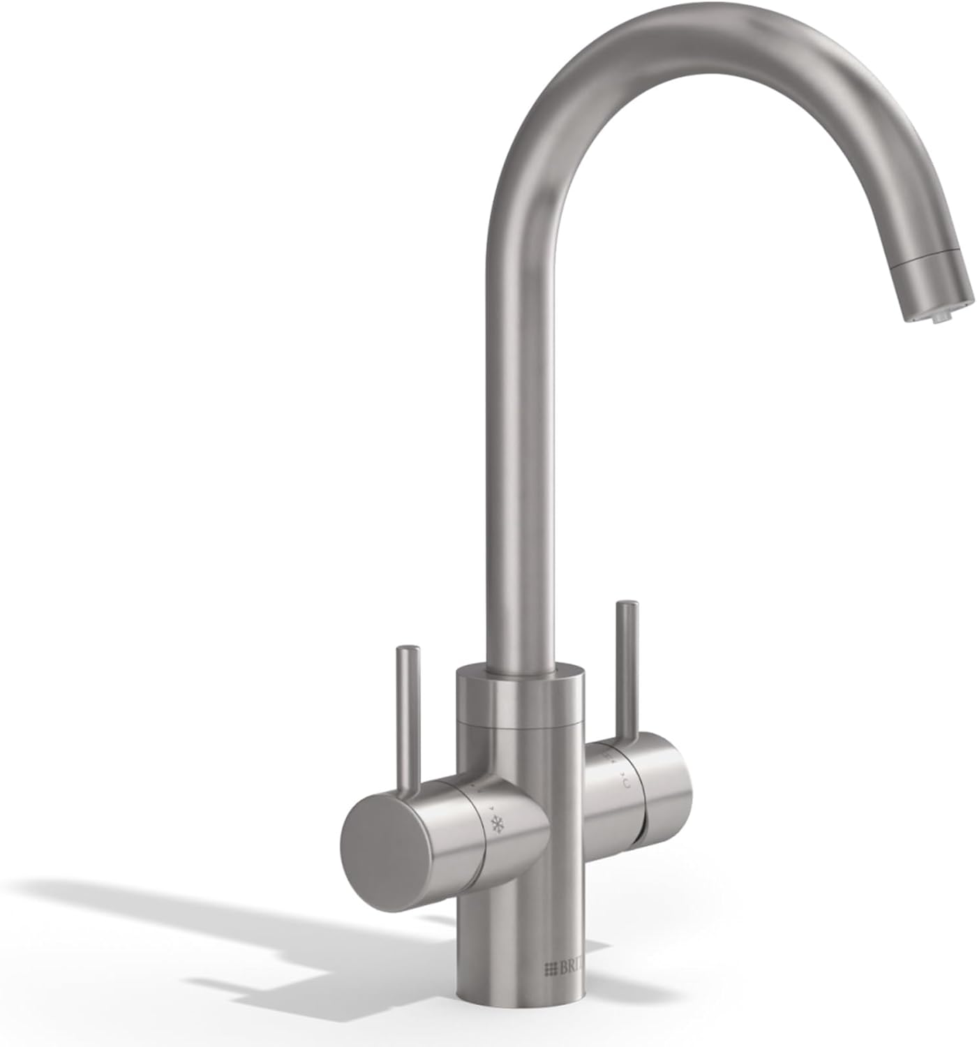 BRITA Küchenarmatur yource pro select (Edelstahl, rund) inkl. 1 x yource CO2-Zylinder und 1 x BRITA P 3000-S Filterkartusche – Küchenarmatur zum Filtern und Sprudeln von Wasser direkt aus der Leitung