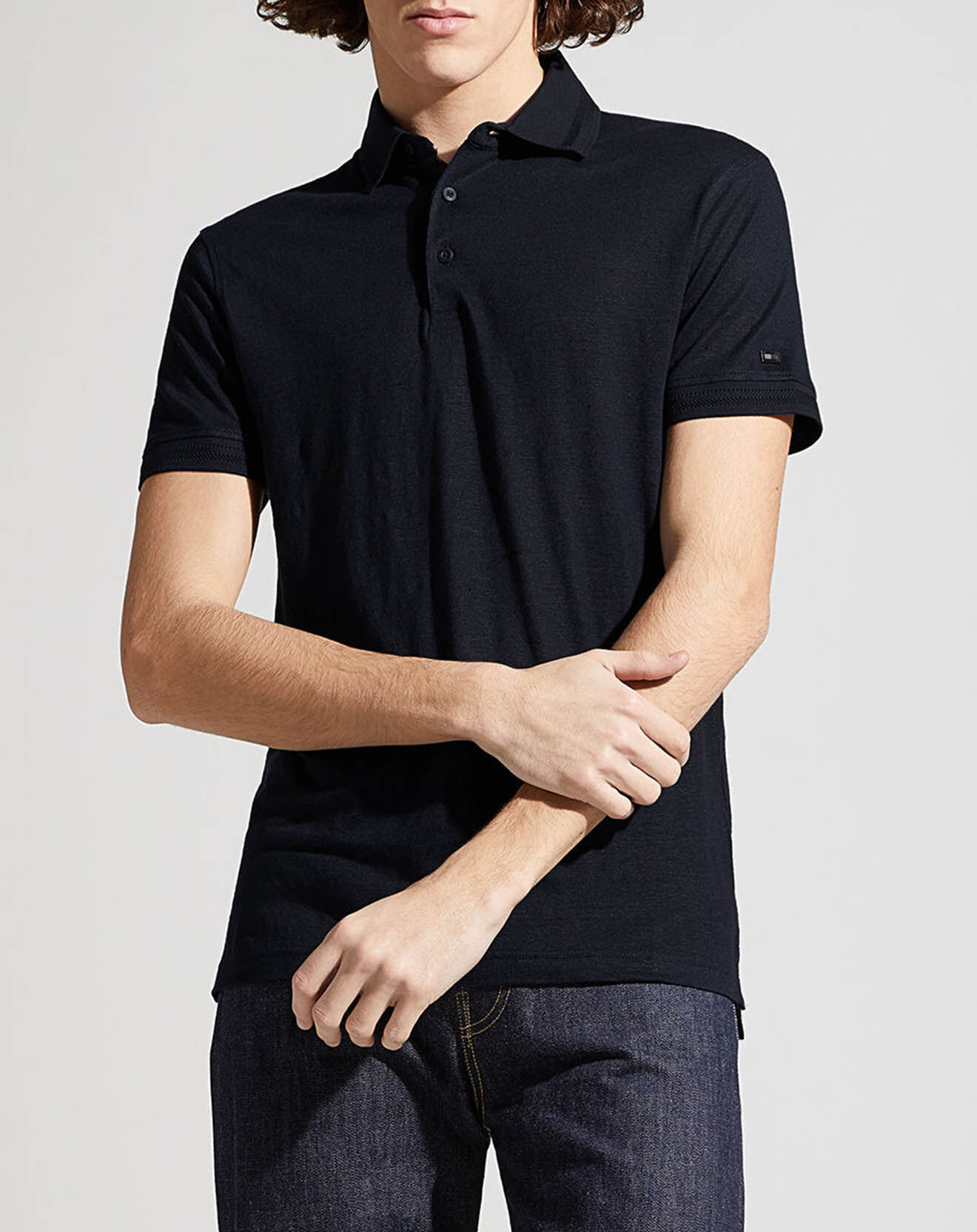 Tommy Hilfiger Polo en Lin mélangé Premium bleu marine
