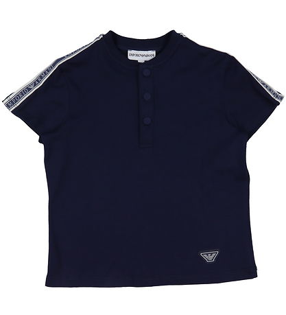 Emporio Armani T-Shirt - Navy m. Logo-Streifen