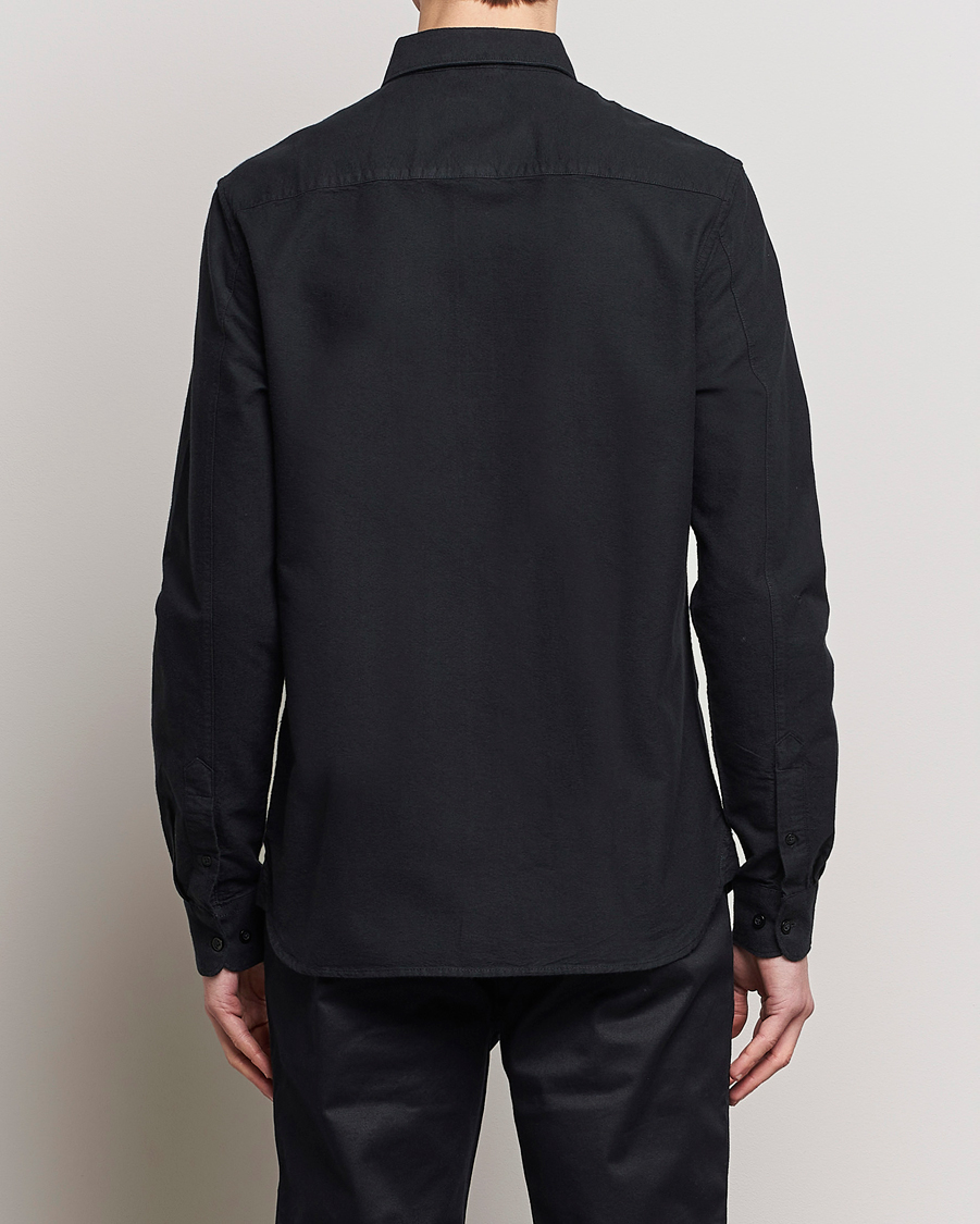 KnowledgeCotton Apparel Harald Small Owl Regular Oxford Shirt Jet Black