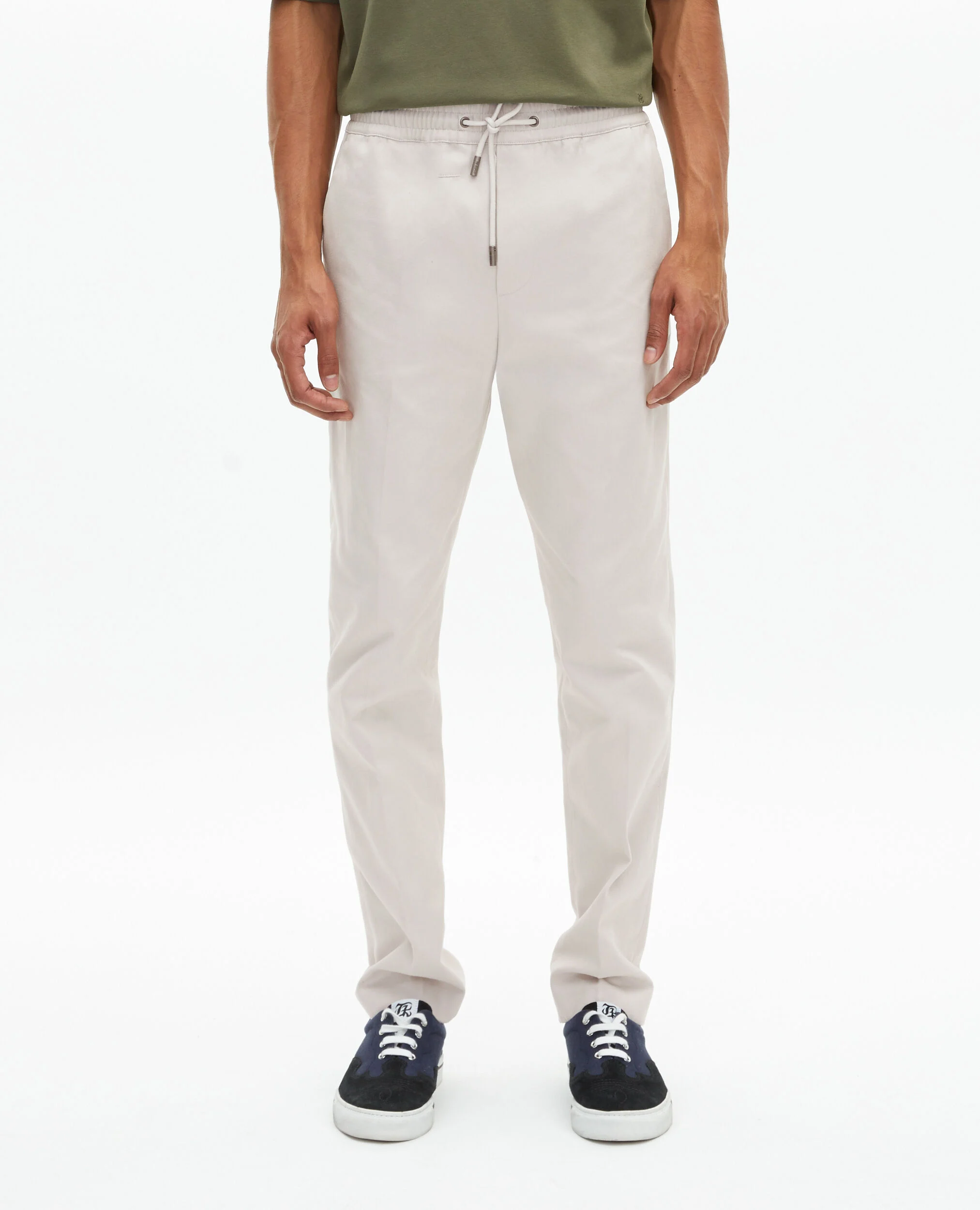 Pantalon droit en coton gris pâle