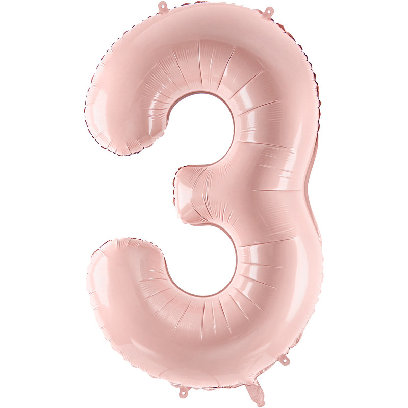 Partydeco Folienballon Zahl 3, hellrosa