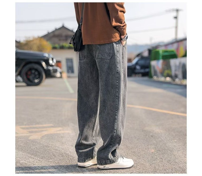 Urtishia - Mid Rise Washed Loose Fit Jeans