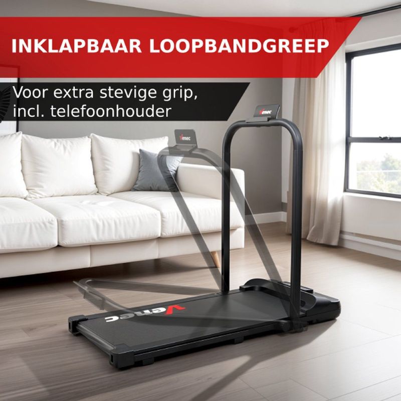 MegaGoods Sprint Plus - Elektrische Loopband met Handgreep - 1-10 km/u - 3 hellingsniveaus - Bluetooth & LED-display - Inklapbaar - Afstandsbediening - 2.0 HP Motor - 110 kg - Zwart