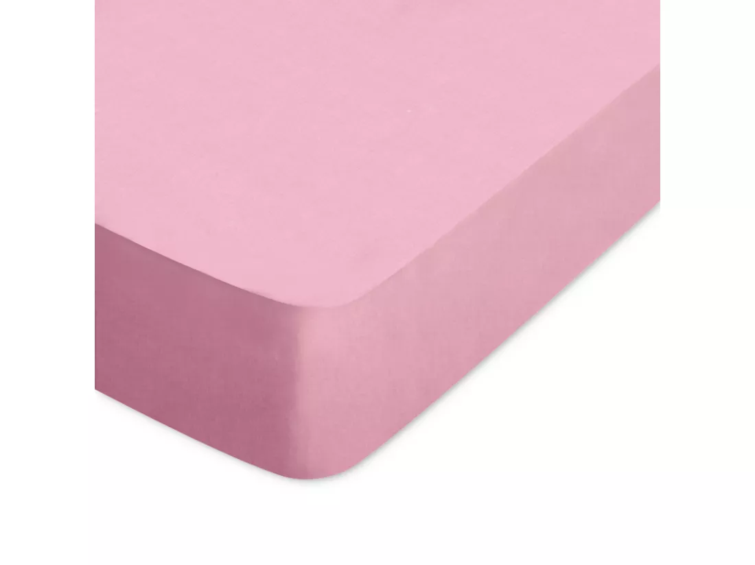 Drap housse uni 90x220 cm bonnet 50 cm coton ALTO rose macaron