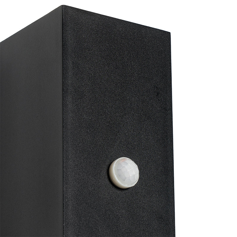 QAZQA Wandlamp zwart 2-lichts IP44 met bewegingssensor - Baleno