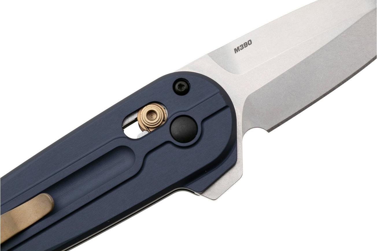 Benchmade Lowden 491 Stonewashed M390, Crater Blue Aluminium, zakmes