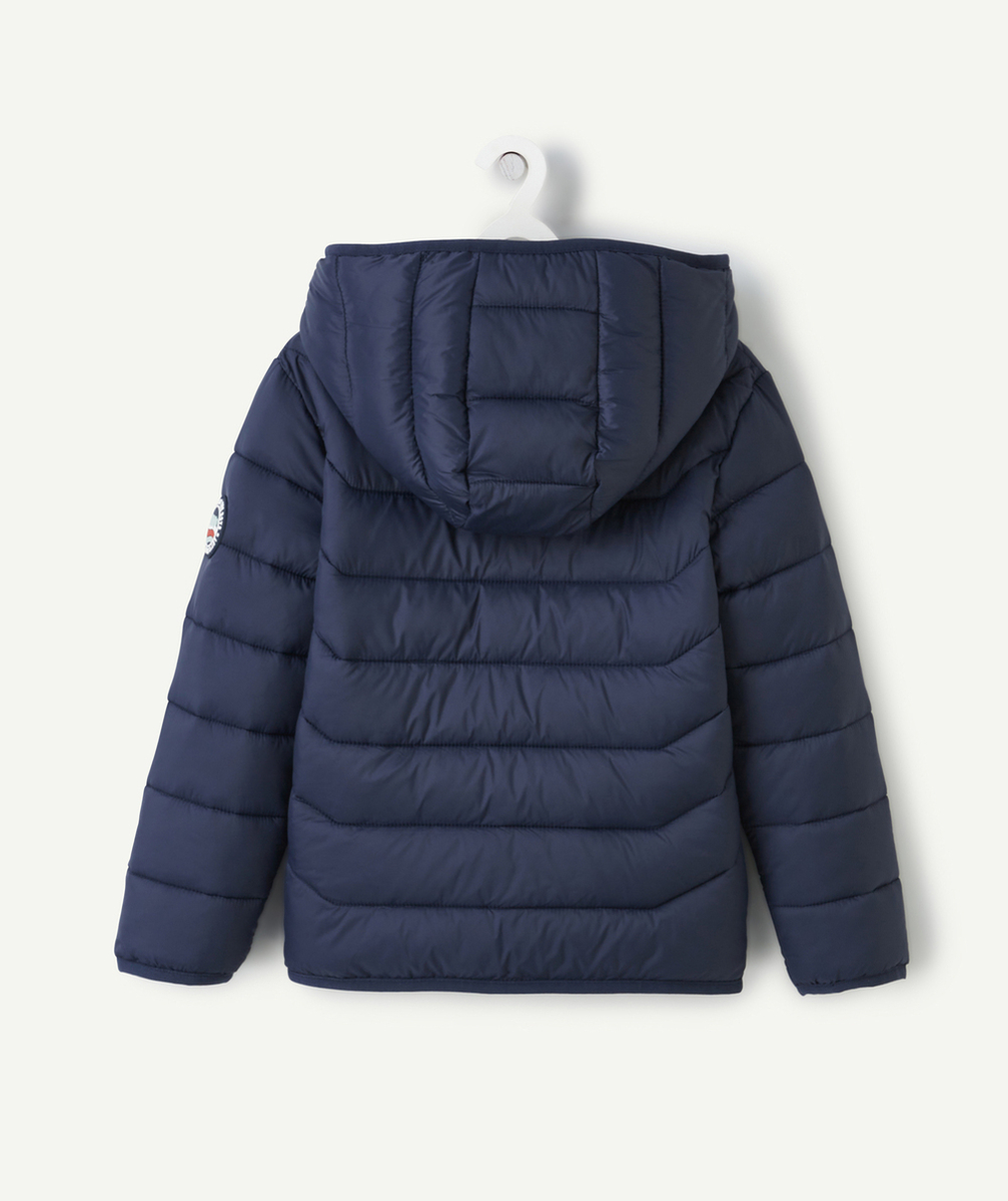 DOUDOUNE À CAPUCHE GARÇON EN FIBRES RECYCLÉES BLEU MARINE