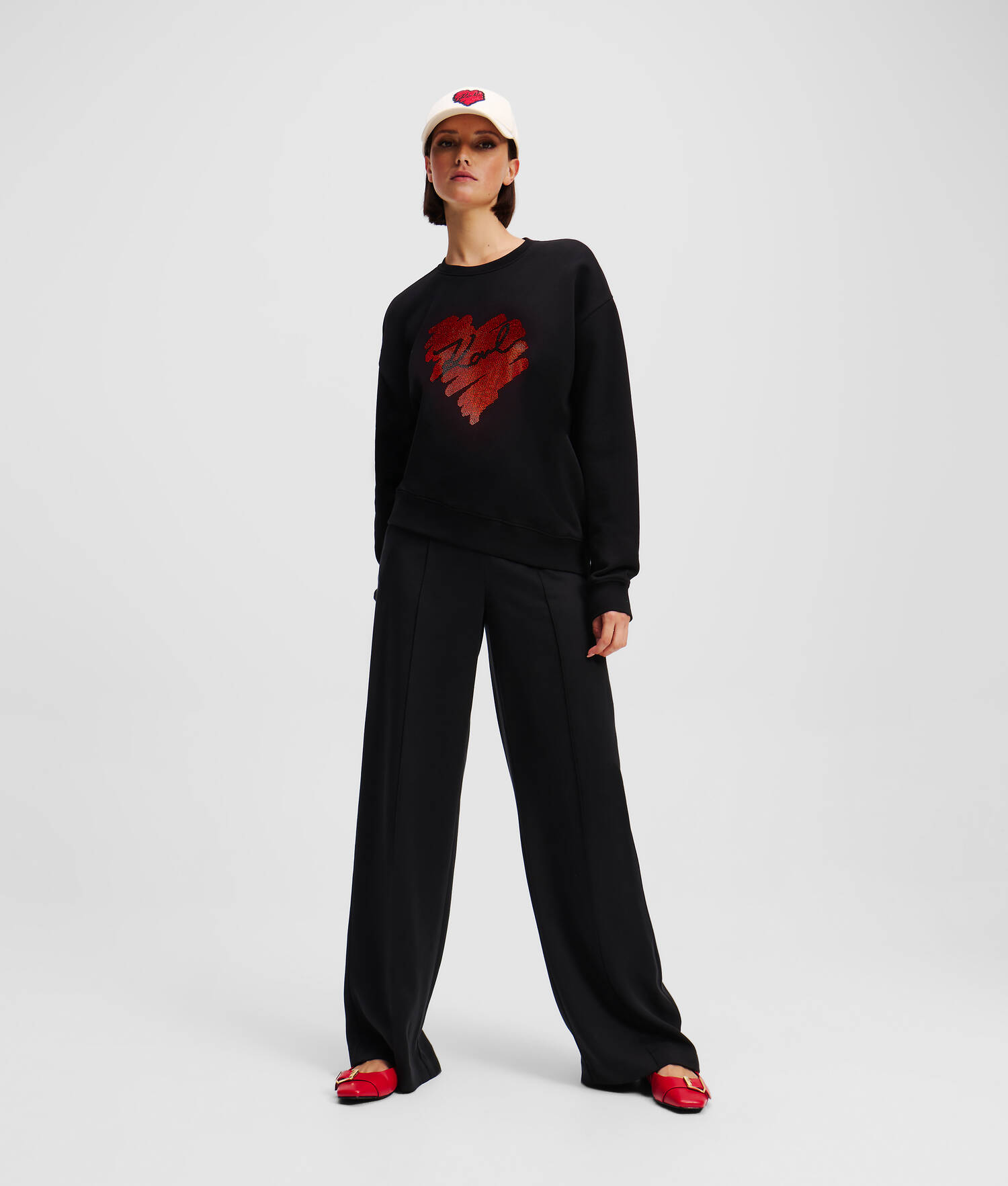 SWEAT-SHIRT À STRASS K/HEART - Noir