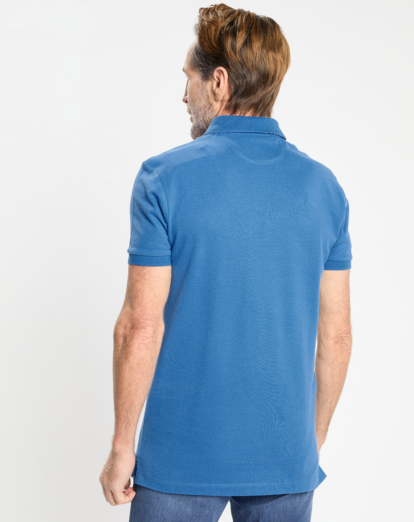 Hackett London Polo Regular Fit uni piqué bleu moyen