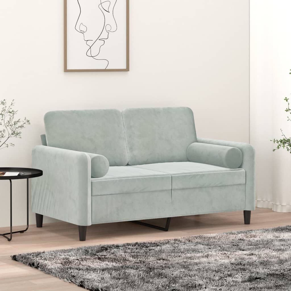 vidaXL Sierkussens, set van 2, lichtgrijs, Ø15x50 cm, fluweel
