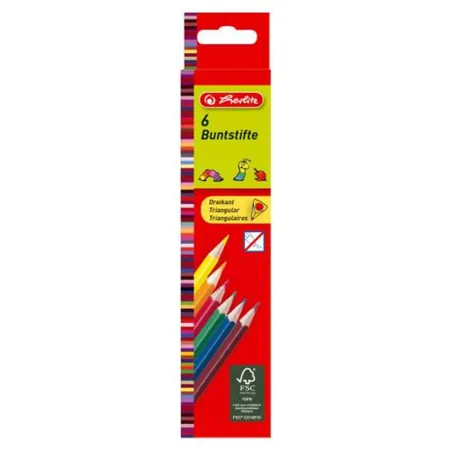 Herlitz Dreikantbuntstifte lackiert aus FSC® Holz, 6 Stück