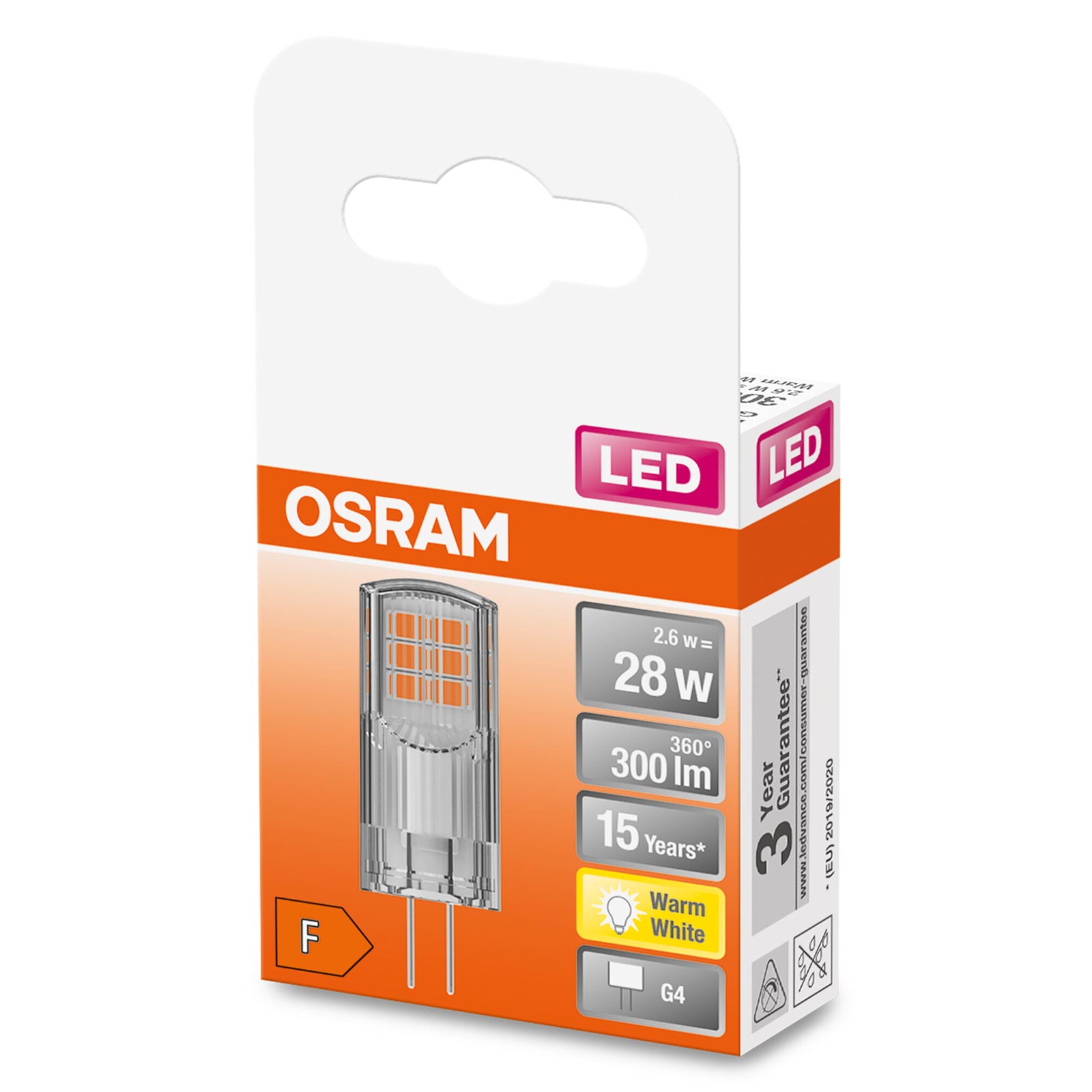 LED-Leuchtmittel PIN30 - G4 - 2,6 Watt - warmweiß