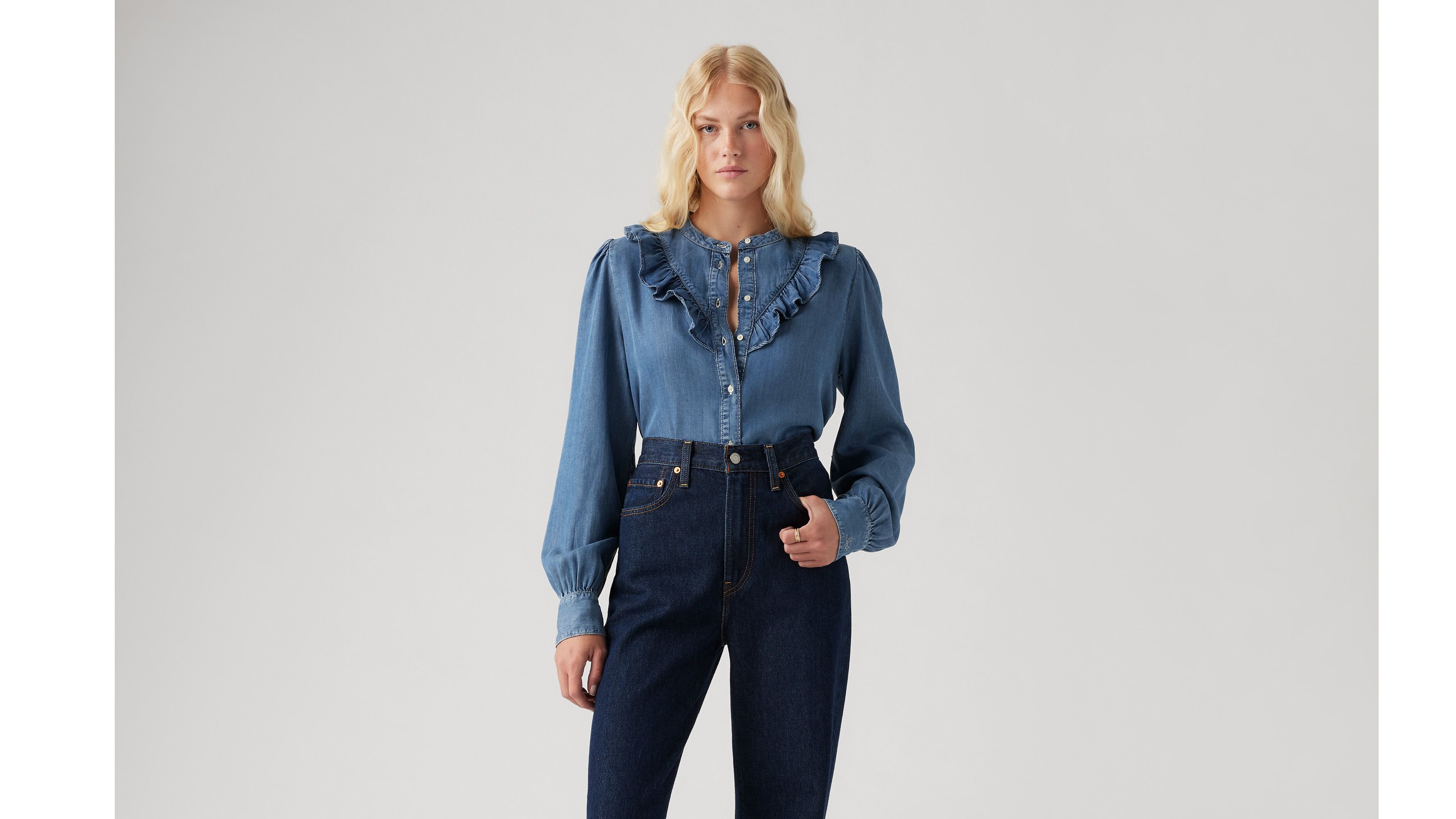 Blouse Carinna Lightweight - In Patches 2 - Bleu