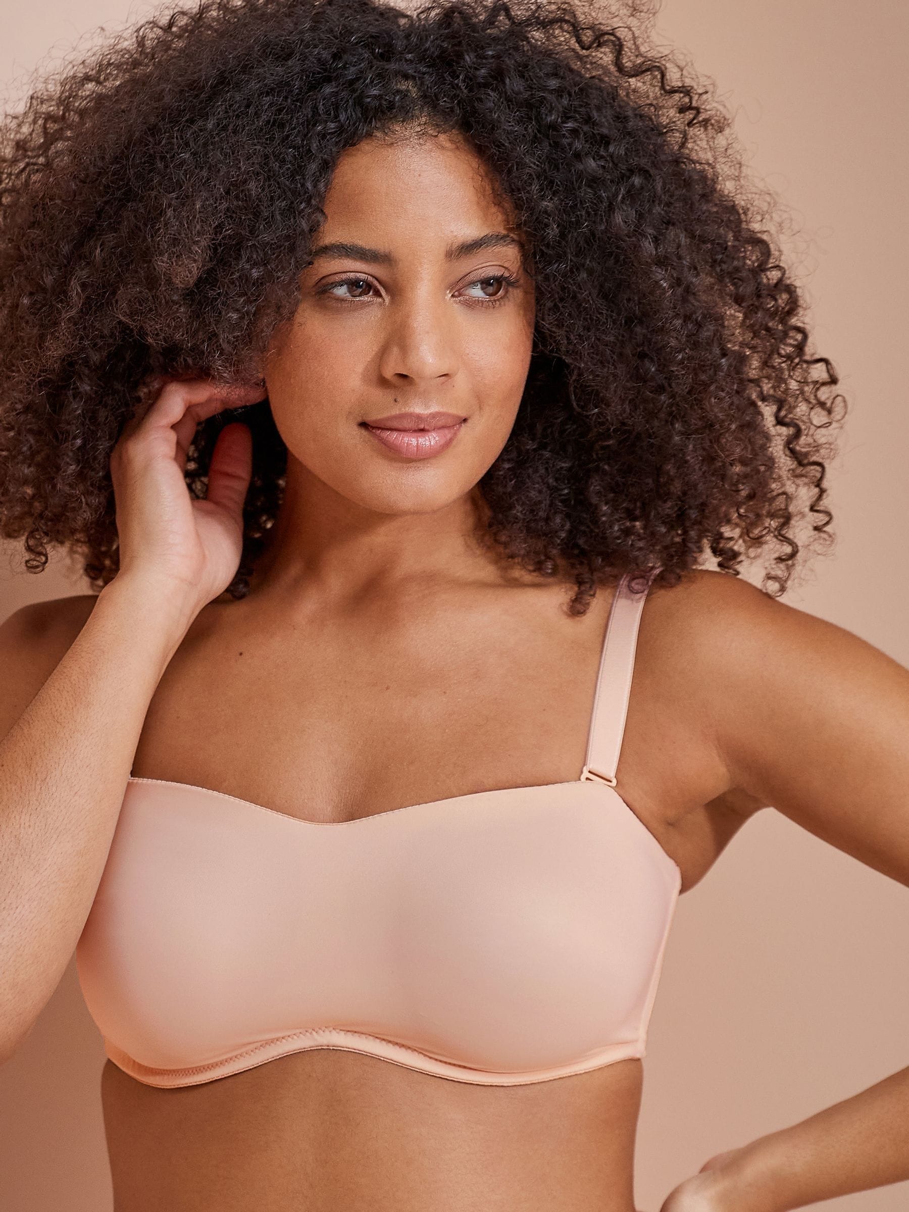 Praline nude - Minimaliserende strapless bandeaubeha zonder vulling in cupmaat DD+