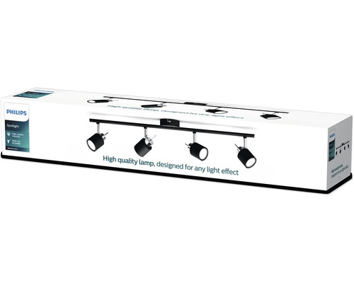 Plafondspot, 4-lichts, geschikt voor GU10/35W-lampen, 67,4 cm breed, zwart