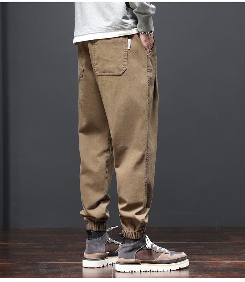Cowpow - Effen cropped, taps toelopende broek met trekkoord in de taille